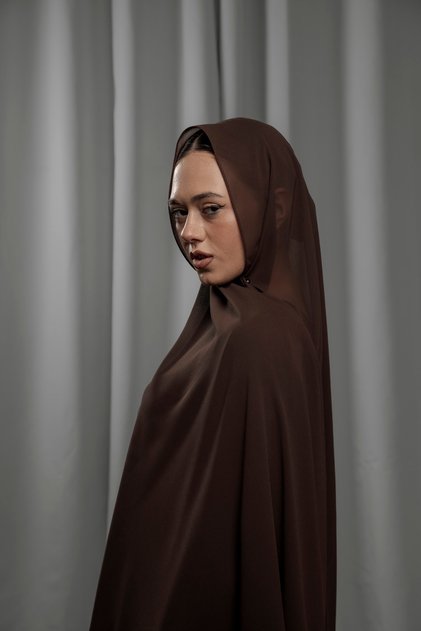 Dark Brown Chiffon Shawl – Lightweight Elegant Women’s Scarf for Daily & Special Occasions