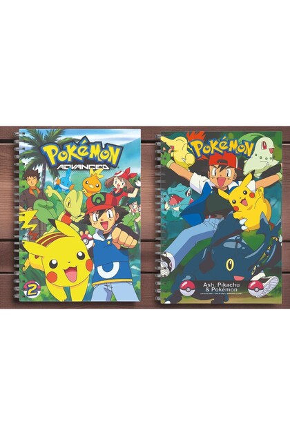 2 ADET Pokemon Anime A5 Boy Spiralli Defter 50 Yaprak Pikachu