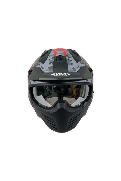Sway - FS-X2 TROOPER FULLFACE KASK - SİYAH KIRMIZI GRİ - MEDİUM