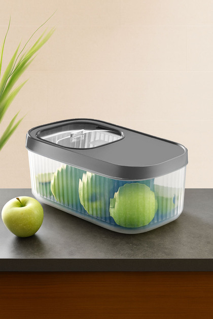 5 Liter Detergent Tablet Storage Box with Stripes - Food and Vegetable Container with Sliding Lid