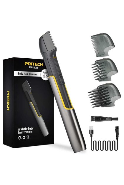 Aparat de tuns corp pentru bărbați cu braț extensibil, reîncărcabil, wireless, lavabil, gri