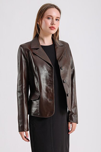 Maroquin Leather Anna Kadın Deri Blazer Ceket