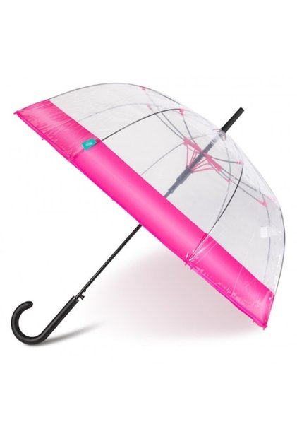 Umbrelă pentru femei, formă automată de cupolă, margine roz