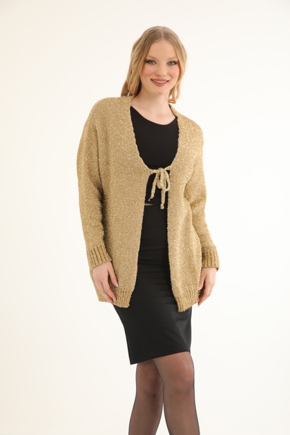51122 - Stylish and Comfortable Women's Long Knitted Tie-Up Jacket
