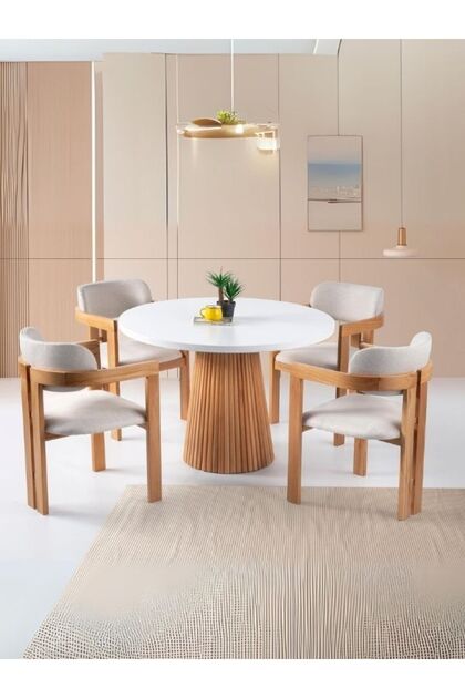 Gazzini Furniture Norac İskandinav Natural Ahşap Masa Sandalye