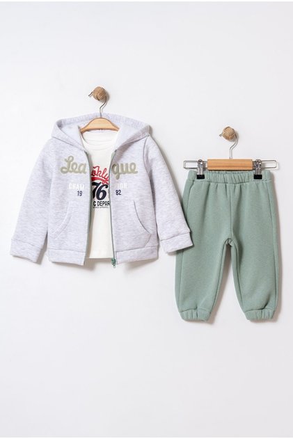 Baby Seasonal 3-Piece Set Hooded Sweatshirt Printed T-Shirt and Sweatpants