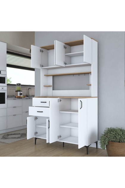 Rani Mobilya Rani JE212 Kahve Köşesi Çok Amaçlı Dolap 8 Kapaklı