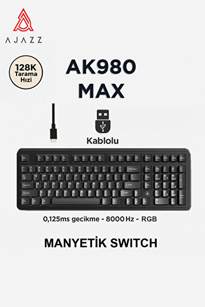Ajazz AK980 Max HE Manyetik Switch Klavye- 128K Tarama Hızı-0.125