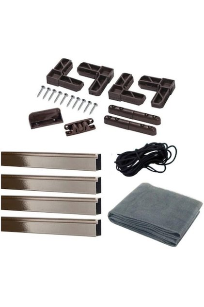 Kit complet plasă de țânțari pentru ușă, SOLIDON, cu balamale, nuc