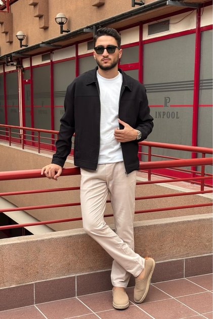 Men'S, Wicking Pattern, Shirt Collar, Relaxed Fit, Seasonal-Spring Jacket 618