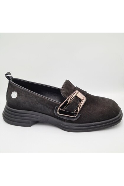 D25Ka-755 Black Nubuck Genuine Leather Women's Daily Casual Shoes
