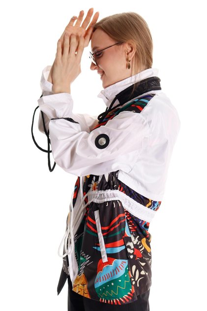 Printed Design Daisy Raincoat White