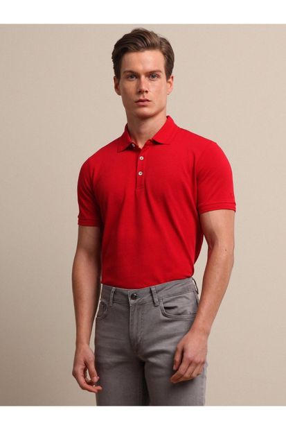 Kip Erkek Kırmızı Düz Örme T- Shirt - 3