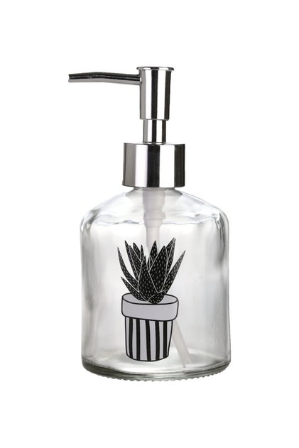 Glass Liquid Soap Dispenser, Cactus 1 Pattern 300ml 7,6X15,5Cm