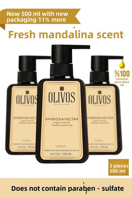 Natural Olive Oil Tangerine Liquid Soap Tangerine Olive Oil Hand Soap Moisturizing 3 Pcs 500 ml