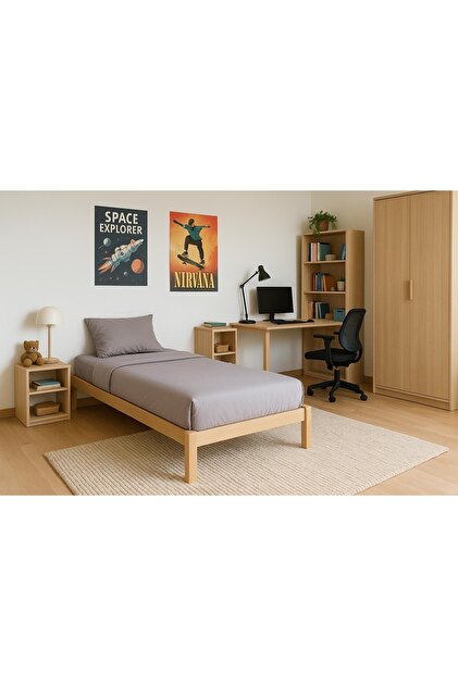 Doğal Masif Ahşap Butik Karyola Naturel Başlıksız