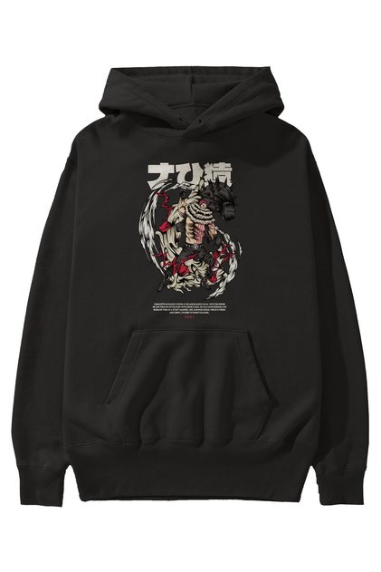 Katakuri Anime Front Printed Black Hoodie Oversize Hooded Sweatshirt Men Women