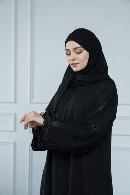 عباية نسائية من لافينيا, تطريز أكمام خيط يدوي قماش انترنت