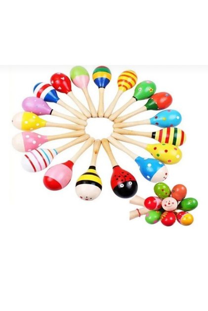 Colorful 2 Piece Wooden Maracas Set