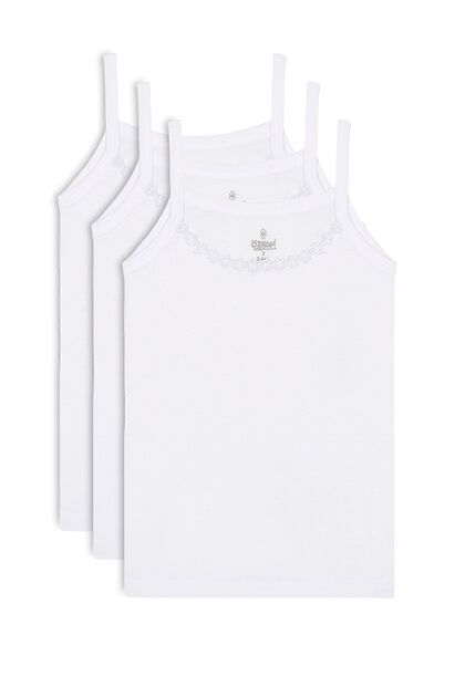 Özkan 0805 3-Pack Girls' 100% Cotton Ribbed Flexible Comfortable Brode Daisy Detailed Rope Strap