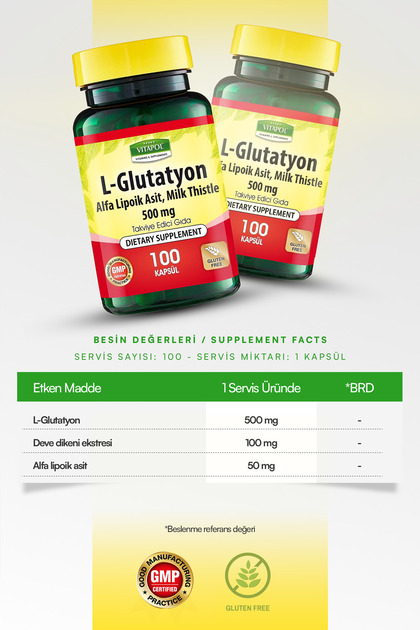 Vitapol L-Glutathione 500mg 100 Capsules