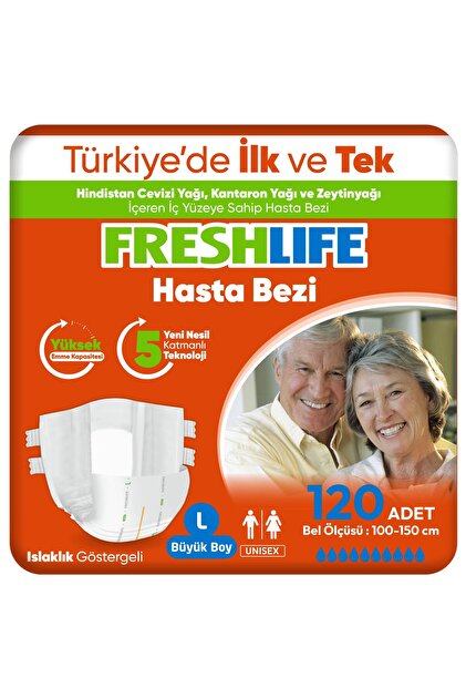 Freshlife 4'lü Large Bel Bantlı Yetişkin Hasta Bezi 30x4 (120 Adet