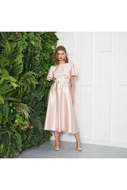 ESSEDRESS Lisa Kadın Saten Pudra Abiye - Fiyatı, Yorumları