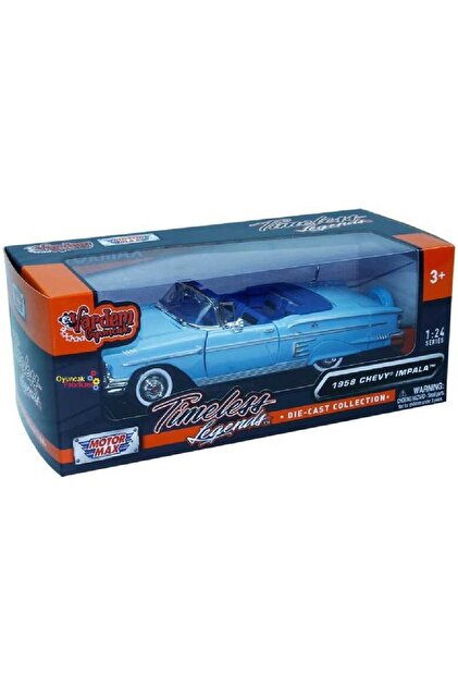 Genel Markalar Diecast 1958 Chevy Impala 1/24 Model Araç Mavi