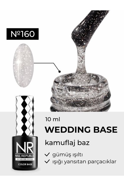 Kalıcı Oje Base Beyaz Kamuflaj Wedding 160 Simli 10 ml