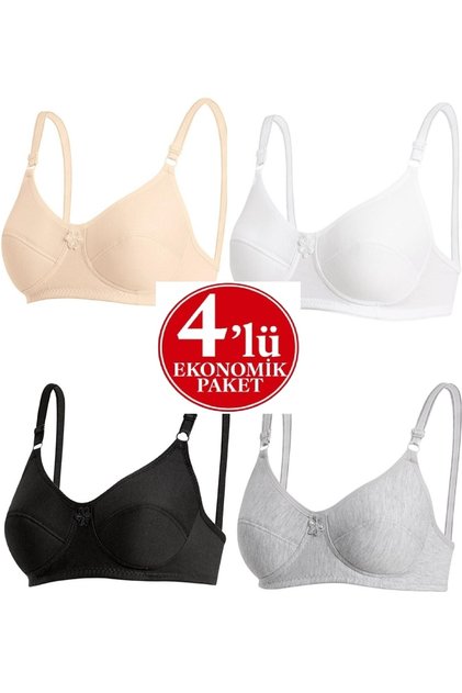 4'lü Set Pedli Balensiz Toparlayıcı Penye Süngerli Sütyen INCI1301