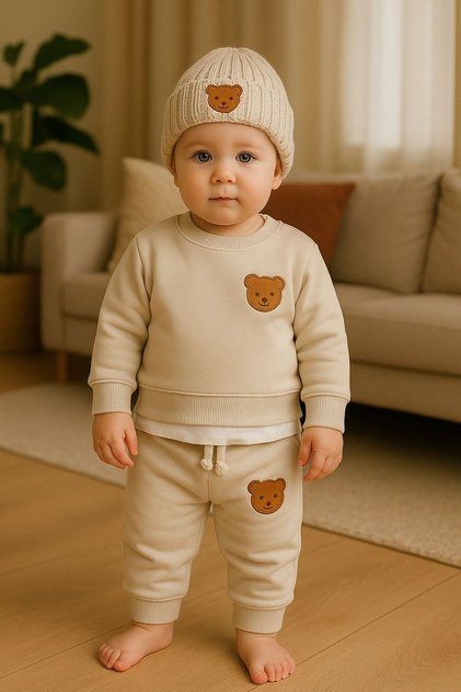 TEDDY BEIGE 3-TEILIGES TRAININGSANZUG-SET