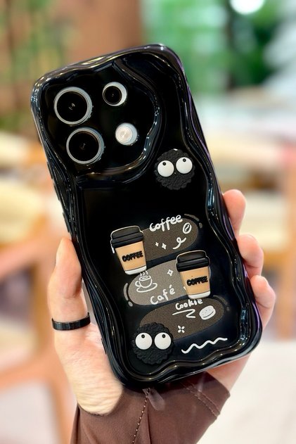 Redmi Note 13 4g (Not Pro) - Coffee Cookie Pattern 3D Cute Shiny Design Cookie
