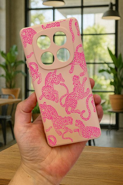Xiaomi Redmi Note 14 Pro 5g Pink Leopard Patterned Silicone Shock-Absorbing Classic Protective Rubber Case