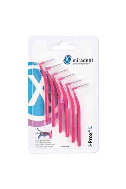 Set 6x Periuțe interdentare, Hager, Miradent, Curățare eficientă, Culoare roz, Dimensiune 0.4mm