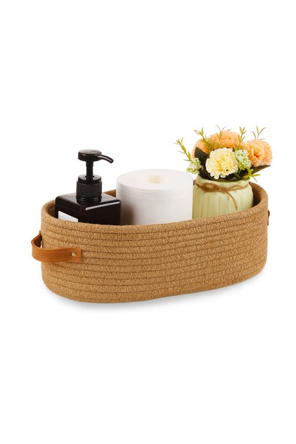 Natural Wicker Look 15X33X10 Multi-Purpose Basket – Decorative and Functional Organizer with Leather Handles