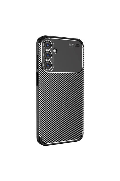 Galaxy A15 Case with Camera Protection Carbon Patterned Silicone + Full Coverage Screen Protector