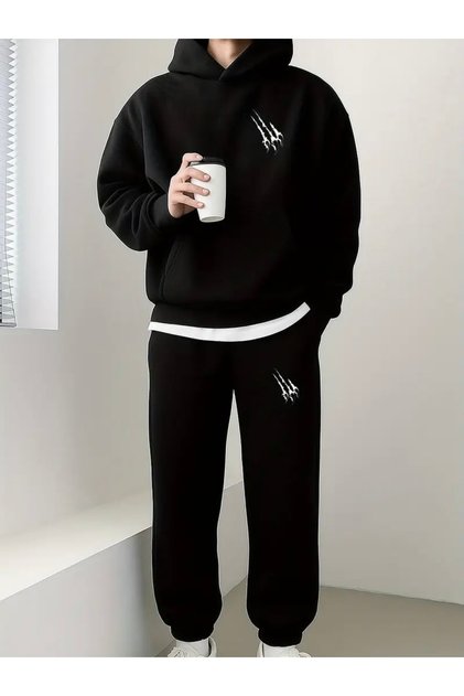 Graphic Printed Unisex Men/Women Hooded Oversize Bottom/Tope Tracksuit Set