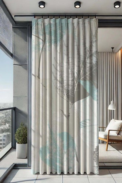 Waterproof Patterned Oxford Balcony Curtain Sunshade and Rain Cover with Color and 250 cm Length Options