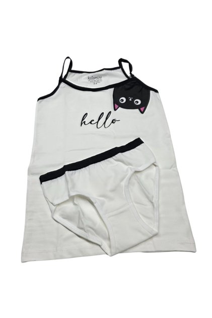 Katamino Girl's Cat Printed Tank Top and Slip Set