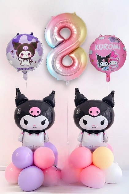 8 Year Old Kuromi Balloon Set Birthday Balloon Set Rainbow Figure Helium Compatible Flying Balloon
