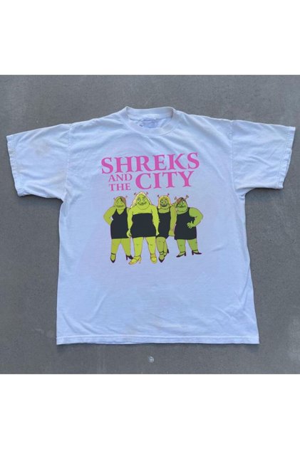 Beyaz Shrek T-shirt Unisex Oversıze Dtf