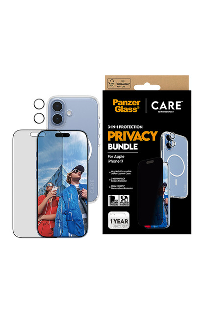 حزمة حماية CARE 3 في 1 لهاتف iPhone 17 الرائد - الخصوصية
