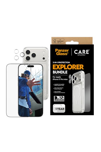 مجموعة حماية CARE 3 في 1 لهاتف iPhone 17 Pro Max الرائد - شفاف