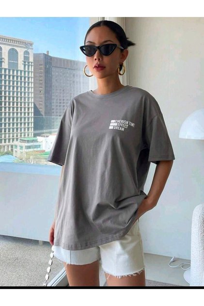 Women's Smoked Cherish Time Printed Oversize