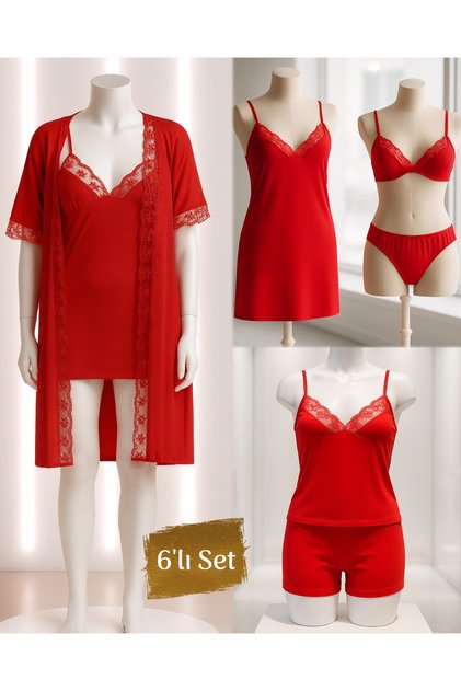 6-Piece Combed Cotton Dressing Gown Set