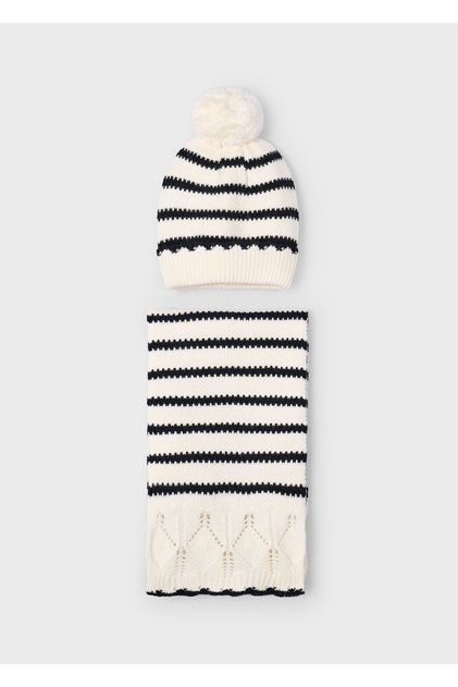 Girl's Striped Scarf Beret Set 10070