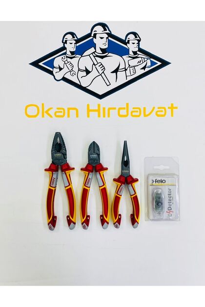 SOLİNGEN FELO 1000V 4LÜ SET 180mm Pense - 160mm Yankeski - 170mm Kargaburun - Dedektör OKAN HIRDAVAT
