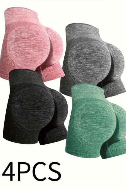 4-Pack Women's Butt Lifting Shapewear Shorts Set – High Waist, Tummy Control, Yoga & Fitness Leggings