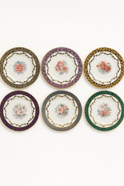S.Clairy Pearl Flowers Mix 6-Piece Cake Plate 19cm