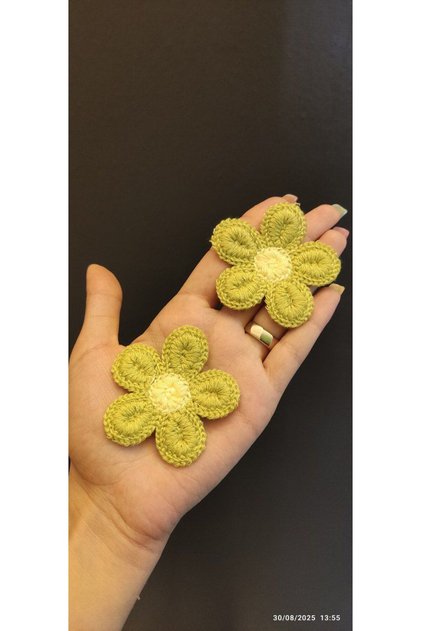 2 Piece Woven Flower Arma Set Sewing Accessory 6X6 cm Green